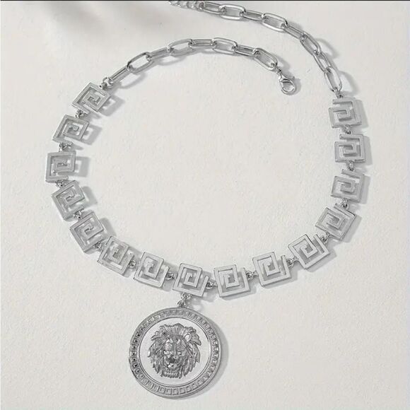 Designer Inspired Silver Lion Necklace - Picture 3 of 5